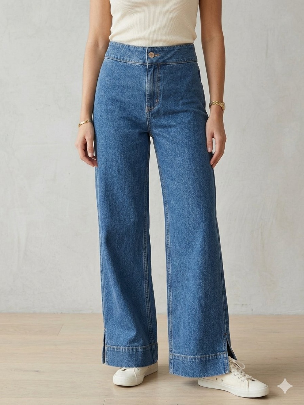 Reformation Kat Low Rise Straight Cropped Jeans Size 26 Blue Denim Wide Leg Slit